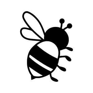 Black Bee Outline Vector Illustration