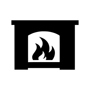 Fireplace Icon - Black Silhouette