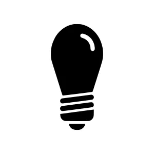 Black Lightbulb Icon - Simple Vector Illustration