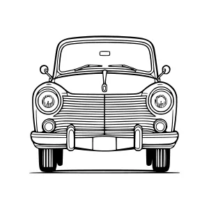 Vintage Car Illustration - Black & White Line Art