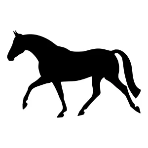 Silhouette Horse Running - Black on White