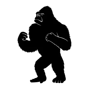 Silhouette Gorilla Illustration - Black & White