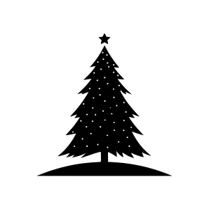 Black Christmas Tree Silhouette with Star
