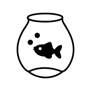 Fish in Glass Bowl - Line Art Icon