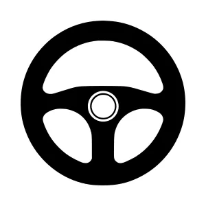 Black Steering Wheel Icon - Vector Illustration