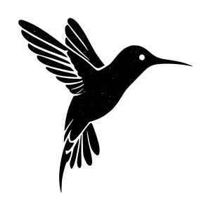 Silhouette Hummingbird - Black on White