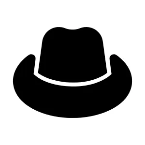 Black Cowboy Hat Icon - Vector Illustration