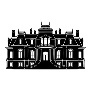 Black Silhouette Manor House Illustration