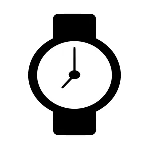 Simple Black Watch Icon - Time Vector Illustration
