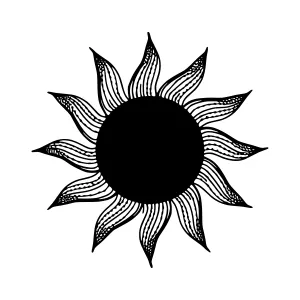 Black Line Art Sun Icon