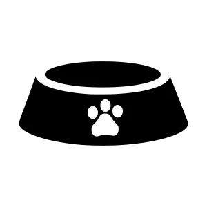 Pet Food Bowl Icon - Paw Print Design