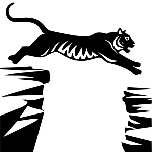Black Tiger Silhouette Jump
