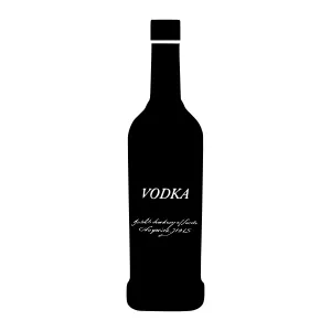 Black Vodka Bottle Silhouette on White Background