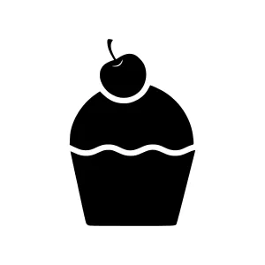 Cupcake Icon - Black Silhouette