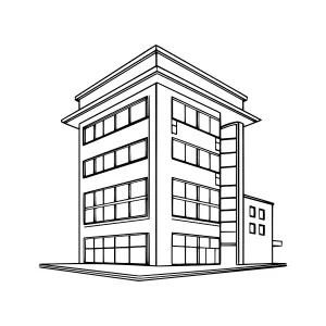Black & White Building Outline Vector