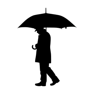 Silhouette Man with Umbrella - Minimalist Design