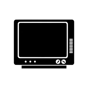 Black TV Icon - Retro Television Vector