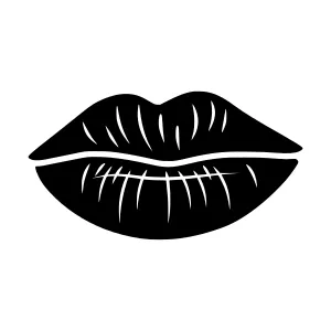 Black Lips Outline Icon - Vector Illustration