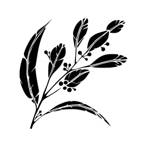 Black Silhouette Branch with Leaves