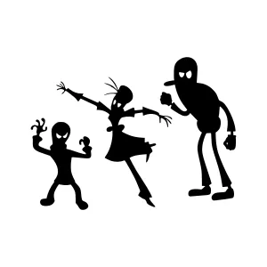 Silhouette Family Trio - Playful Vector Illustration