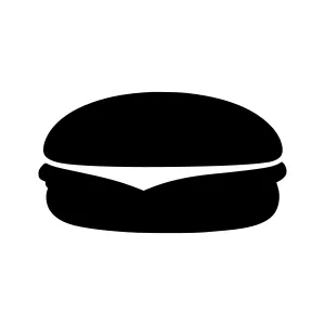 Burger Icon - Simple Black Silhouette