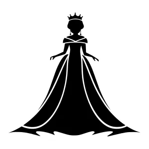Elegant Queen Silhouette - Black & White Vector