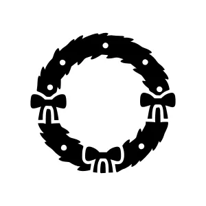 Black Christmas Wreath Icon - Festive Holiday Design