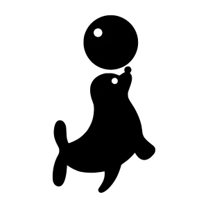 Seal Silhouette with Sphere - Minimalist Icon