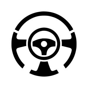 Black Steering Wheel Icon - Vector Illustration