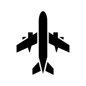 Black Airplane Icon - Minimalist Vector Illustration