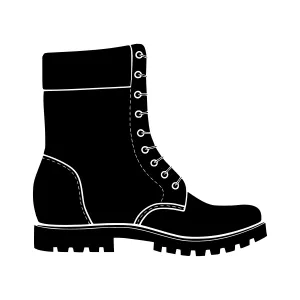 Black Combat Boots Silhouette Vector Illustration