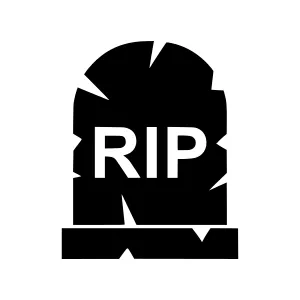 Gravestone RIP Icon - Black & White Vector
