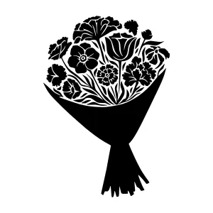 Black Floral Bouquet Silhouette