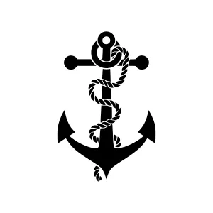 Black Anchor Silhouette with Rope - Nautical Design