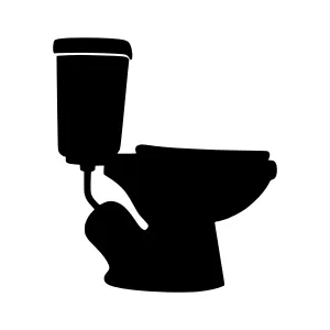 Toilet Silhouette Icon - Black on White