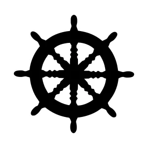 Black Ship Wheel Vector Icon