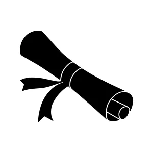Diploma Certificate Icon - Black Silhouette