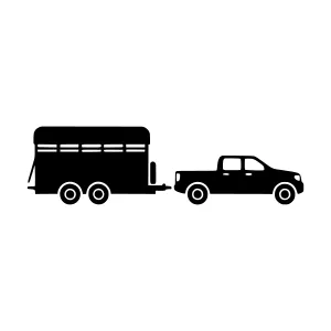 Truck and Livestock Trailer Silhouette