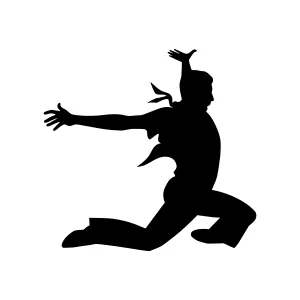 Silhouette Dancer Jumping - Black Outline