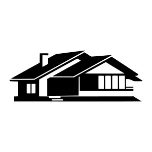 Simple House Icon - Black Outline Vector