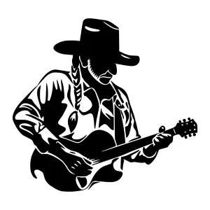 Silhouette Cowboy Playing Guitar