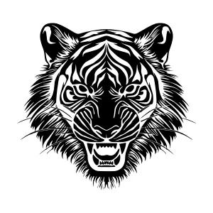 Black Tiger Head Silhouette Vector Art