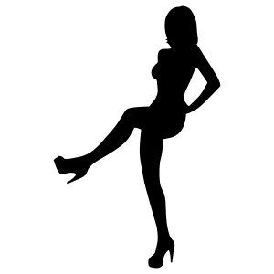 Silhouette Woman Leg Pose - Black Outline