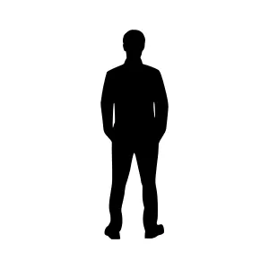 Silhouette Man Standing - Black Outline