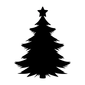 Black Christmas Tree Silhouette with Star