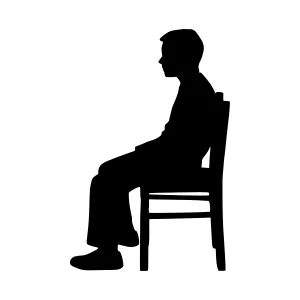 Silhouette Man Sitting in Chair - Black on White
