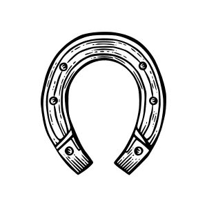 Vintage Horseshoe Illustration - Black & White