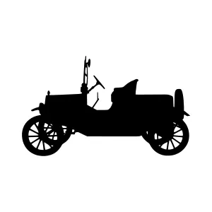 Vintage Car Silhouette Black on White
