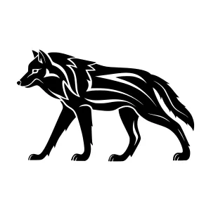 Black Wolf Silhouette Tribal Design