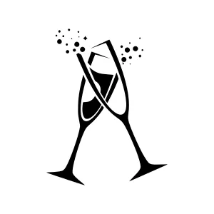Celebratory Champagne Glasses - Black & White Icon